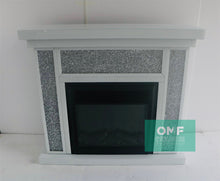 Load image into Gallery viewer, Diamond Crush  Fire Surround in White wIth multi colour Fire in stock
