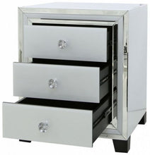 Load image into Gallery viewer, Atlanta White &amp; Silver 3 Draw Bedside Chest
