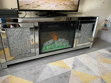 Load image into Gallery viewer, Diamond Crush 2 Door Tv Entertainment Unit with built in multi colour Fire

