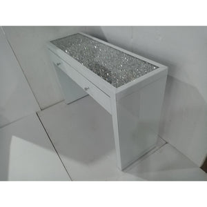 2 draw diamond crush dressing Table in White  In Stock