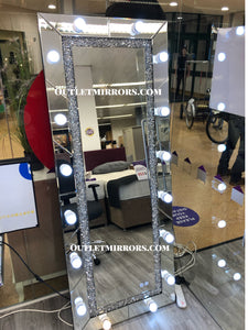 Diamond crush Hollywood Mirror Large 180cm with bluetooth and speaker