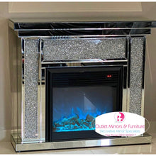 Load image into Gallery viewer, Diamond Crush Fire Surround with Multi colour Fire in stock
