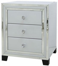 Load image into Gallery viewer, Atlanta White &amp; Silver 3 Draw Bedside Chest

