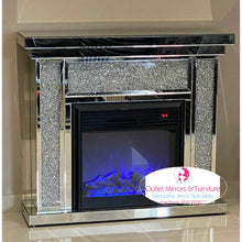 Load image into Gallery viewer, Diamond Crush Fire Surround with Multi colour Fire in stock
