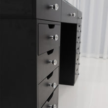 Load image into Gallery viewer, 13 draw Black HollyWood Dressing Table 150cm with Hollywood Mirror
