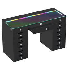 Load image into Gallery viewer, 13 draw Black HollyWood Dressing Table 150cm with Hollywood Mirror
