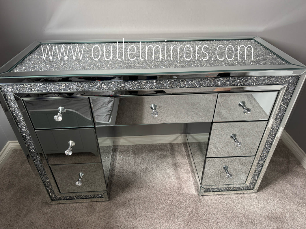 Monica Best selling 7 draw diamond crush dressing Table stock due 30-3-25