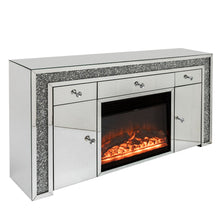 Load image into Gallery viewer, Diamond Crush 2 Door 3 draw Sideboard with built in Multi Colour Changing Fire
