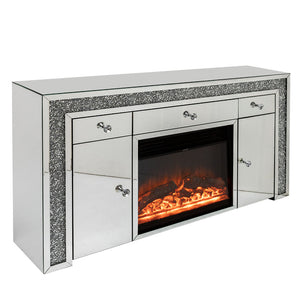 Diamond Crush 2 Door 3 draw Sideboard with built in Multi Colour Changing Fire