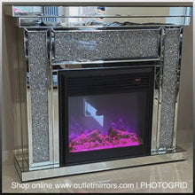 Load and play video in Gallery viewer, Diamond Crush Fire Surround with Multi colour Fire sold out until September
