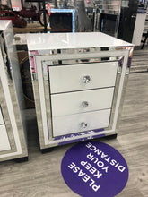 Load image into Gallery viewer, Atlanta White &amp; Silver 3 Draw Bedside Chest
