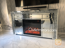 Load image into Gallery viewer, Diamond Crush 2 Door 3 draw Sideboard with built in Multi Colour Changing Fire
