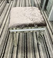 Load image into Gallery viewer, Atlanta white &amp; Silver Stool champagne Grey fabric in stock
