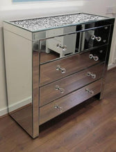 Load image into Gallery viewer, Monica Diamond crush 5 Draw Chest in Silver
