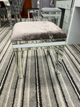 Load image into Gallery viewer, Atlanta white &amp; Silver Stool champagne Grey fabric in stock
