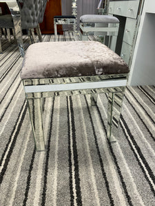 Atlanta white & Silver Stool champagne Grey fabric in stock