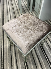 Load image into Gallery viewer, Atlanta white &amp; Silver Stool champagne Grey fabric in stock
