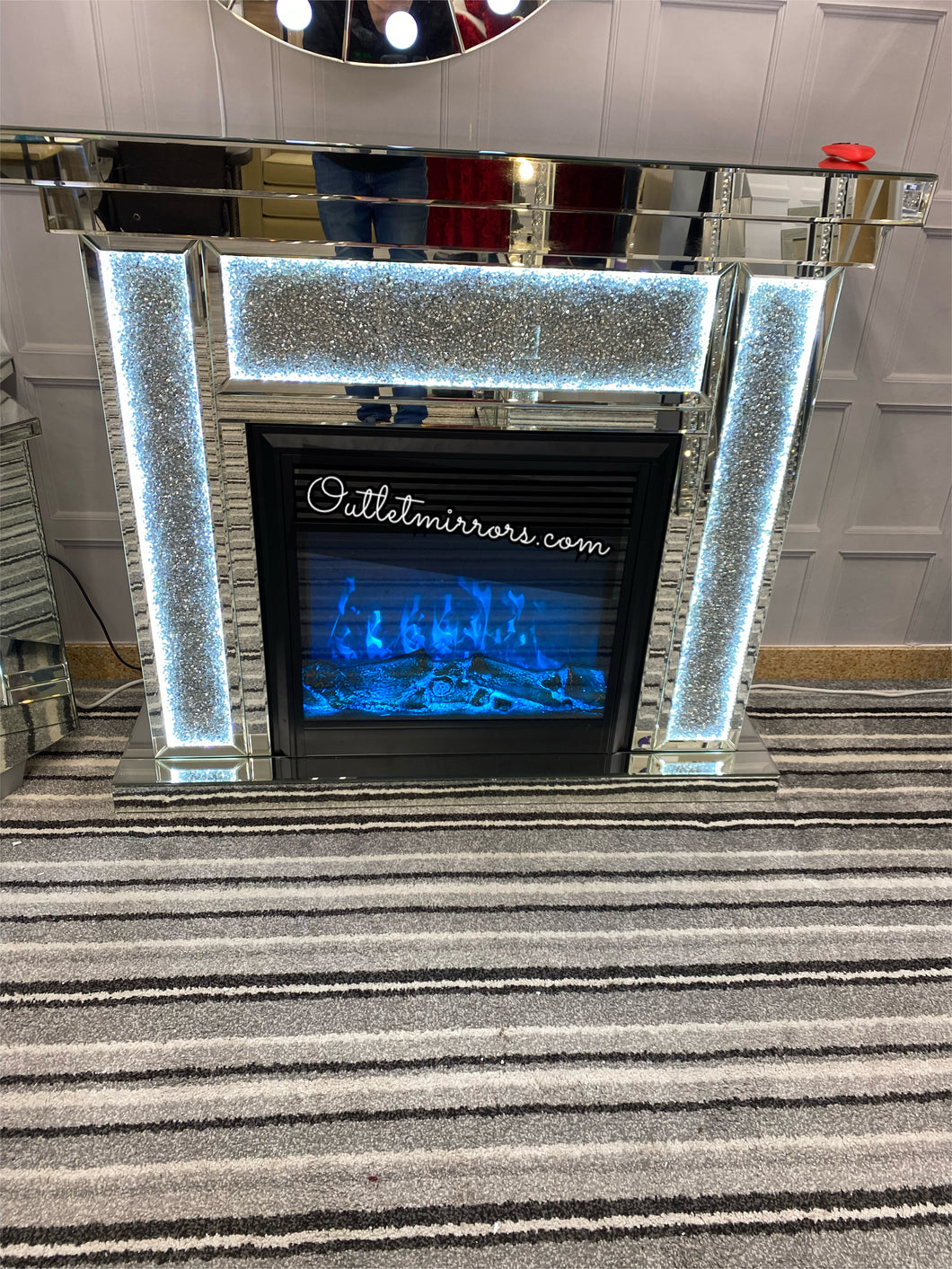 Diamond Crush Led Fire Surround with multi colour Fire