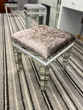 Load image into Gallery viewer, Atlanta white &amp; Silver Stool champagne Grey fabric in stock
