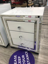 Load image into Gallery viewer, Atlanta White &amp; Silver 3 Draw Bedside Chest
